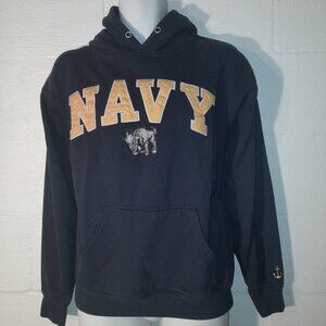 Old varsity brand Navy men’s Hooded Sweatshirt Pull Over Blue size medium